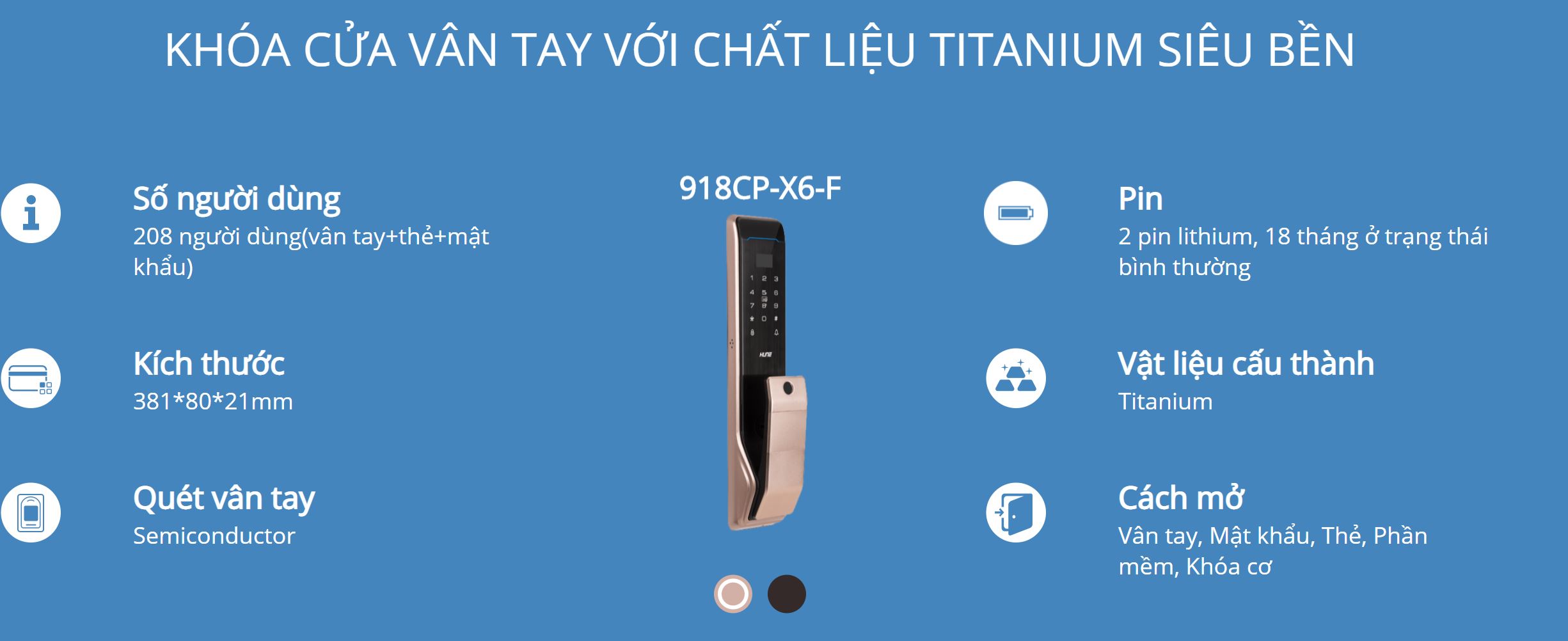 Thông tin kỹ thuật khóa Vân Tay Hune 918-X6-F