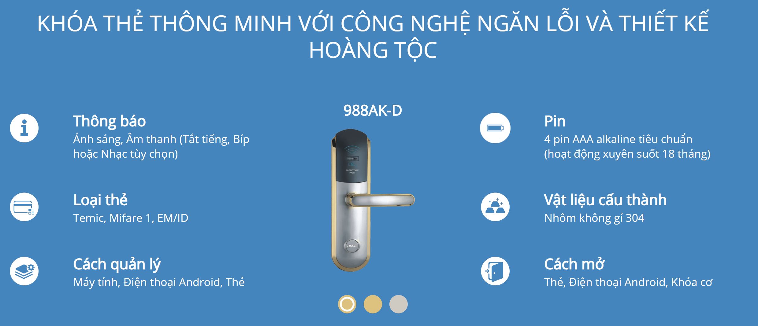 Thông tin kỹ thuật khóa thẻ Hune 988-D